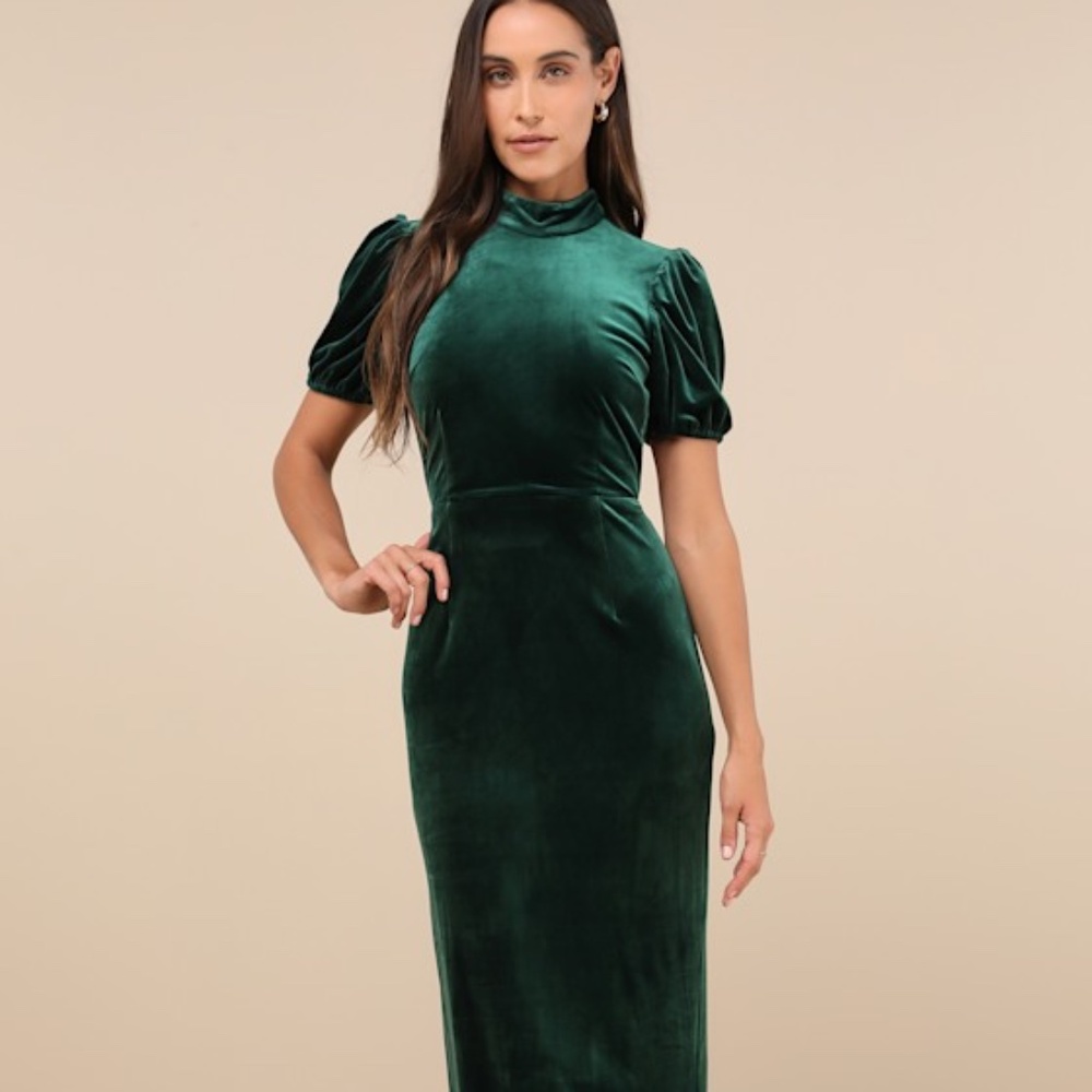 Lulus Fabulous Intuition Emerald Velvet Backless Column Midi Dress Green